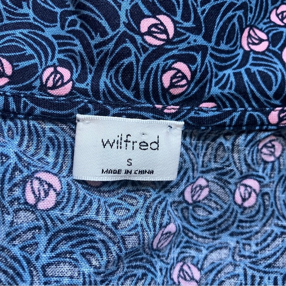 Aritzia Wilfred Blue Cotton Floral Rose Ruffle Mini Selma Dress size Small - Picture 7 of 8